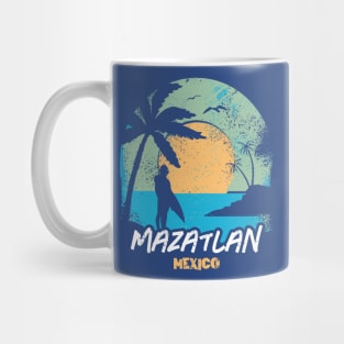 Retro Sunset Mazatlan Mexico Surfing // Retro Surfer Beach Mug